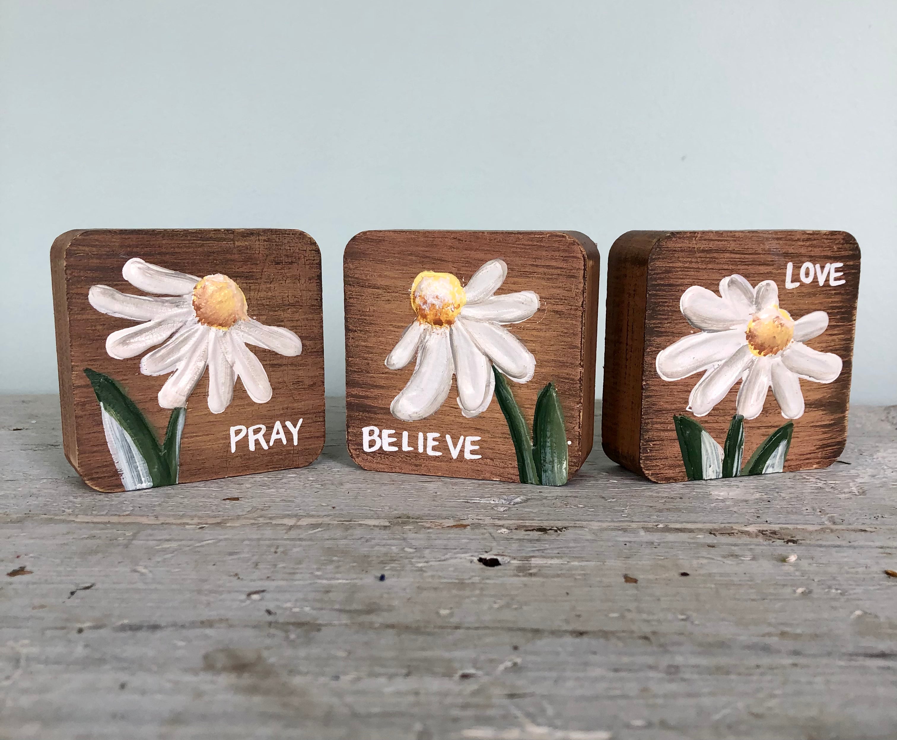 Daisy Wooden Block Shelf Sitters